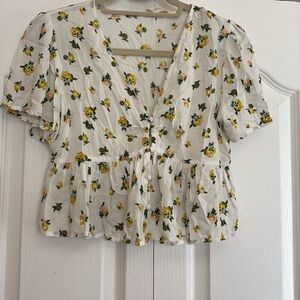 Altar'd State Floral Button-Up Crop Top